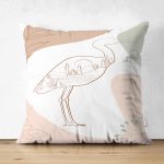 - Suet-K-7340-Gorsel1 - Realhomes Çift Taraflı Beyaz Zeminde Soft Renkli Leylek Motifli Dijital Baskılı Modern Süet Kırlent Kılıfı Realhomes