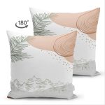 - Suet-K-7343-Gorsel2 - Realhomes Çift Taraflı Beyaz Zeminde Onedraw Çizimli Yaprak Desenli Dijital Baskılı Modern Süet Yastık Kılıfı Realhomes