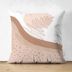 Çift Taraflı Pastel Renkli Yaprak Motifli Dijital Baskılı Modern Süet Yastık Kırlent Kılıfı Realhomes