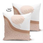 Çift Taraflı Pastel Renkli Yaprak Motifli Dijital Baskılı Modern Süet Yastık Kırlent Kılıfı Realhomes