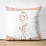 Çift Taraflı Beyaz Zemin Üzerinde Onedraw Çizimli Gül Desenli Modern Süet Yastık Kırlent Kılıfı Realhomes