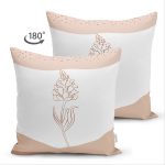 Çift Taraflı Beyaz Zemin Üzerinde Onedraw Çizimli Gül Desenli Modern Süet Yastık Kırlent Kılıfı Realhomes