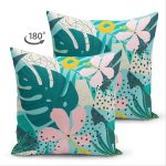 - Suet-K-7353-Gorsel2 - Realhomes Çift Taraflı Renkli Zemin Üzerinde Yaprak Motifli Dijital Baskılı Modern Süet Yastık Kırlent Kılıfı Realhomes