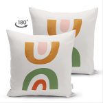 Çift Taraflı Pastel Renkli Zeminli Onedraw Çizimli Dijital Baskılı Modern Süet Yastık Kırlent Kılıfı Realhomes