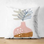 Çift Taraflı Pastel Renkli Zeminli Onedraw Çizimli Dijital Baskılı Modern Süet Yastık Kırlent Kılıfı Realhomes