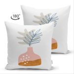 Çift Taraflı Pastel Renkli Zeminli Onedraw Çizimli Dijital Baskılı Modern Süet Yastık Kırlent Kılıfı Realhomes