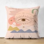 - Suet-K-7369-Gorsel1 - Realhomes Çift Taraflı Pastel Renkli Zeminli Onedraw Çizimli Dijital Baskılı Modern Süet Yastık Kırlent Kılıfı Realhomes