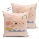 - Suet-K-7369-Gorsel2 - Realhomes Çift Taraflı Pastel Renkli Zeminli Onedraw Çizimli Dijital Baskılı Modern Süet Yastık Kırlent Kılıfı Realhomes
