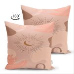 Çift Taraflı Pastel Renkli Zeminli Onedraw Çizimli Dijital Baskılı Modern Süet Yastık Kırlent Kılıfı Realhomes