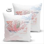 - Suet-K-7375-Gorsel2 - Realhomes Çift Taraflı Beyaz Zemin Üzerinde Botanical Face Dijital Baskılı Modern Süet Yastık Kırlent Kılıfı Realhomes