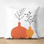 - Suet-K-7376-Gorsel1 - Realhomes Çift Taraflı Beyaz Zeminli Pastel Renkli Vazolar Dijital Baskılı Modern Süet Yastık Kırlent Kılıfı Realhomes