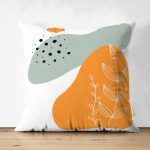 - Suet-K-7377-Gorsel1 - Realhomes Çift Taraflı Beyaz Zemin Üzerinde Onedraw Çizimli Yaprak Motifli Süet Yastık Kırlent Kılıfı Realhomes