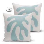 - Suet-K-7380-Gorsel2 - Realhomes Çift Taraflı Renkli Zemin Üzerinde Onedraw Çizimli Yaprak Motifli Süet Yastık Kırlent Kılıfı Realhomes