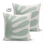 - Suet-K-7382-Gorsel2 - Realhomes Çift Taraflı Renkli Zemin Üzerinde Onedraw Çizimli Yaprak Motifli Süet Yastık Kırlent Kılıfı Realhomes