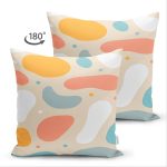 Çift Taraflı Hardal Zemin Üzerinde Onedraw Çizimli Oval Desenler Süet Yastık Kırlent Kılıfı Realhomes