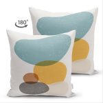 - Suet-K-7391-Gorsel2 - Realhomes Çift Taraflı Renkli Zemin Üzerinde Onedraw Çizimli Oval Desenli Modern Süet Yastık Kırlent Kılıfı Realhomes