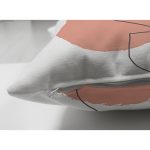 Çift Taraflı Beyaz Zemin Üzerinde Onedraw Çizimli Yaprak Motifli Süet Yastık Kırlent Kılıfı Realhomes