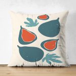 Çift Taraflı Renkli Zeminde Onedraw Çizimli Avakado Temalı Dijital Baskılı Modern Süet Yastık Kılıfı Realhomes