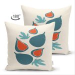 Çift Taraflı Renkli Zeminde Onedraw Çizimli Avakado Temalı Dijital Baskılı Modern Süet Yastık Kılıfı Realhomes