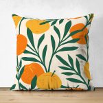 Çift Taraflı Renkli Zeminde Onedraw Çizimli Limon Desenli Dijital Baskılı Modern Süet Yastık Kılıfı Realhomes