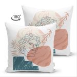 - Suet-K-7404-Gorsel2 - Realhomes  Çift Taraflı Beyaz Zeminde Onedraw Çizimli Erkek Silüeti Dijital Baskılı Modern Süet Yastık Kılıfı Realhomes