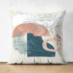 - Suet-K-7406-Gorsel1 - Realhomes Çift Taraflı Renkli Zeminde Onedraw Çizimli Yaprak Desenli Dijital Baskılı Modern Süet Yastık Kılıfı Realhomes