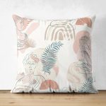 - Suet-K-7410-Gorsel1 - Realhomes Çift Taraflı Renkli Zeminde Onedraw Antik Çizimli Dijital Baskılı Modern Süet Yastık Kırlent Kılıfı Realhomes