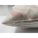 Çift Taraflı Beyaz Zeminde Onedraw Çizimli Yaprak Desenli Dijital Baskılı Modern Süet Yastık Kılıfı Realhomes