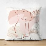 - Suet-K-7416-Gorsel1 - Realhomes  Çift Taraflı Beyaz Zeminde Soyut Çizimli Dijital Baskılı Modern Süet Yastık Kırlent Kılıfı Realhomes