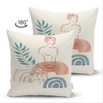 - Suet-K-7417-Gorsel2 - Realhomes Çift Taraflı Renkli Zeminde Antik Motifli Onedraw Çizim Dijital Baskılı Modern Süet Kırlent Kılıfı Realhomes