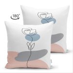 - Suet-K-7421-Gorsel2 - Realhomes Çift Taraflı Beyaz Zeminde Onedraw Çizimli Gül Motifli Süet Yastık Kırlent Kılıfı Realhomes