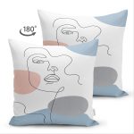 - Suet-K-7423-Gorsel2 - Realhomes  Çift Taraflı Renkli Zeminde Onedraw Çizimli Bayan Silüeti Dijital Baskılı Modern Süet Yastık Kılıfı Realhomes