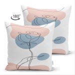 - Suet-K-7424-Gorsel2 - Realhomes  Çift Taraflı Beyaz Zeminde Onedraw Çizimli Gül Motifli Süet Yastık Kırlent Kılıfı Realhomes