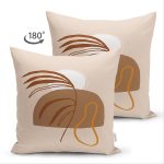 - Suet-K-7428-Gorsel2 - Realhomes Çift Taraflı Renkli Zeminde Onedraw Çizimli Yaprak Desenli Dijital Baskılı Modern Süet Yastık Kılıfı Realhomes