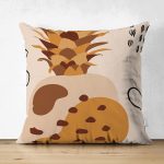 - Suet-K-7429-Gorsel1 - Realhomes Çift Taraflı Renkli Zeminde Onedraw Çizimli Ananas Desenli Dijital Baskılı Modern Süet Yastık Kılıfı Realhomes