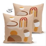 - Suet-K-7431-Gorsel2 - Realhomes Çift Taraflı Renkli Zeminde Onedraw Çizimli Oval Desenli Dijital Baskılı Modern Süet Yastık Kılıfı Realhomes