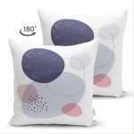 Çift Taraflı Beyaz Zeminde Renkli Oval Desenli Dijital Baskılı Modern Süet Yastık Kırlent Kılıfı Realhomes