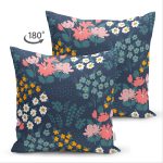 - Suet-K-7440-Gorsel2 - Realhomes Çift Taraflı Renkli Zeminde Onedraw Çizimli Çiçek Desenli Dijital Baskılı Modern Süet Kırlent Kılıfı Realhomes