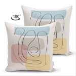 - Suet-K-7445-Gorsel2 - Realhomes Çift Taraflı Renkli Zeminde Onedraw Çizimli Obje Dijital Baskılı Modern Süet Yastık Kırlent Kılıfı Realhomes