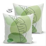 - Suet-K-7446-Gorsel2 - Realhomes  Çift Taraflı Renkli Zeminde Yaprak Motifli Dijital Baskılı Modern Süet Yastık Kırlent Kılıfı Realhomes
