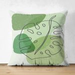 - Suet-K-7448-Gorsel1 - Realhomes Çift Taraflı Renkli Zeminde Yaprak Motifli Dijital Baskılı Modern Süet Yastık Kırlent Kılıfı Realhomes