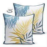 Çift Taraflı Beyaz Zeminde Renkli Yaprak Desenli Dijital Baskılı Modern Süet Yastık Kırlent Kılıfı Realhomes