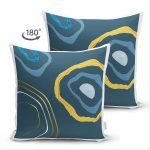 Çift Taraflı Renkli Zeminde Onedraw Çizimli Obje Dijital Baskılı Modern Süet Yastık Kırlent Kılıfı Realhomes