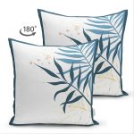 - Suet-K-7463-Gorsel2 - Realhomes  Çift Taraflı Beyaz Zeminde Renkli Yaprak Desenli Dijital Baskılı Modern Süet Yastık Kırlent Kılıfı Realhomes