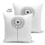 - Suet-K-7467-Gorsel2 - Realhomes Çift Taraflı Beyaz Zeminde Onedraw Çizimli Çiçek Dijital Baskılı Modern Süet Yastık Kırlent Kılıfı Realhomes