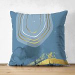 - Suet-K-7471-Gorsel1 - Realhomes Çift Taraflı Renkli Zeminde Onedraw Çizimli Oval Obje Dijital Baskılı Modern Süet Kırlent Kılıfı Realhomes