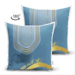 - Suet-K-7471-Gorsel2 - Realhomes Çift Taraflı Renkli Zeminde Onedraw Çizimli Oval Obje Dijital Baskılı Modern Süet Kırlent Kılıfı Realhomes