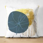 Çift Taraflı Beyaz Zeminde Gold Cerceve Icınde Oval Desenli Modern Süet Yastık Kırlent Kılıfı Realhomes