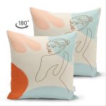 - Suet-K-7474-Gorsel2 - Realhomes Çift Taraflı Renkli Zeminli Onedraw Çizimli Bayan Desenli Dijital Baskılı Modern Süet Kırlent Kılıfı Realhomes