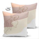 - Suet-K-7476-Gorsel2 - Realhomes  Çift Taraflı Renkli Zeminli Onedraw Çizimli Bayan Desenli Dijital Baskılı Modern Süet Kırlent Kılıfı Realhomes